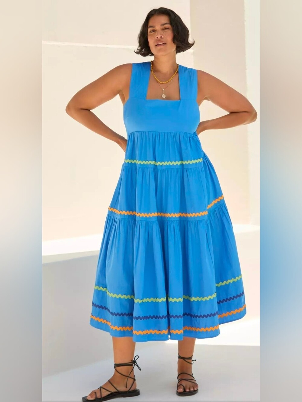 Anthropologie by Anthropologie The Helena Square Neck Tiered Midi Dress XL
